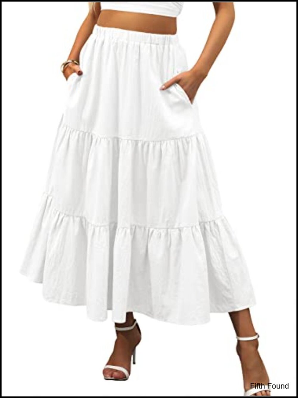 Flowy Tiered Maxi Skirt with Pockets Rayon Summer Beach